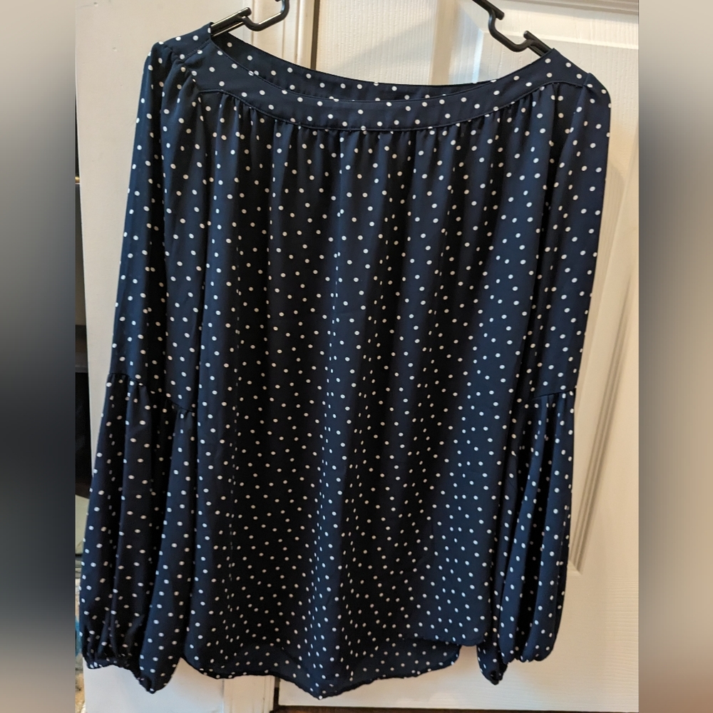 Loft Polka Dot Navy Blouse